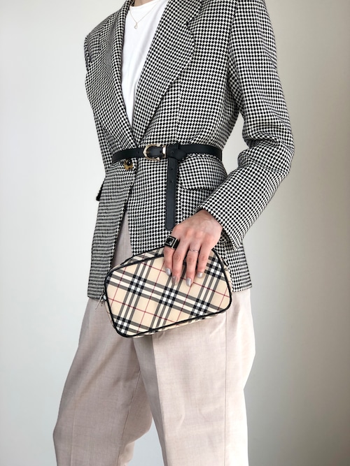 BURBERRY バーバリー ノバチェック ショルダーバッグ ベージュ キャンバス アクセサリーポーチ vintage ヴィンテージ オールド y47wfc