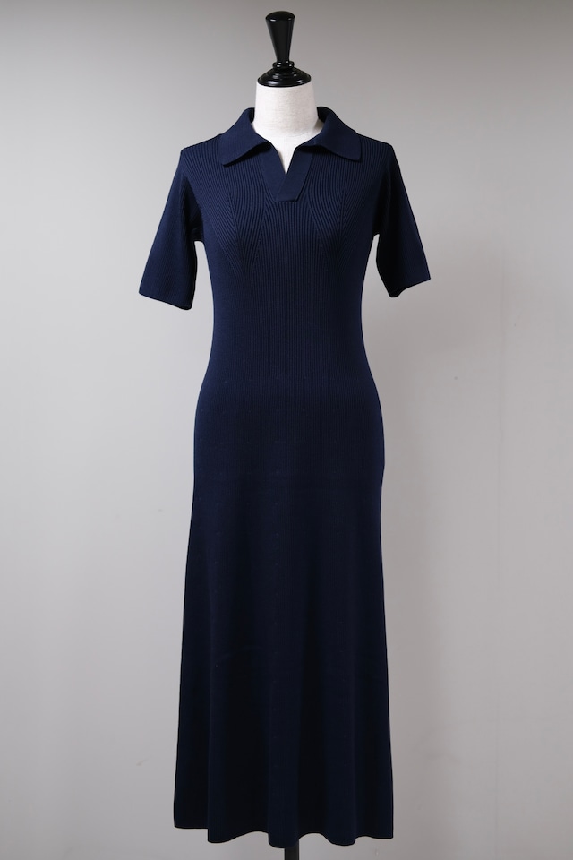 【CFCL】BS RIB SHORT SLEEVE POLO DRESS -navy -