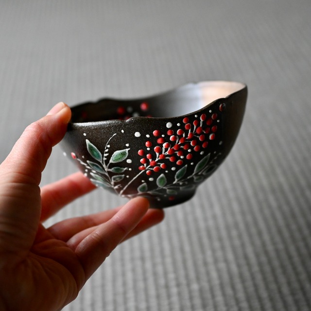月夜のナンテン茶碗