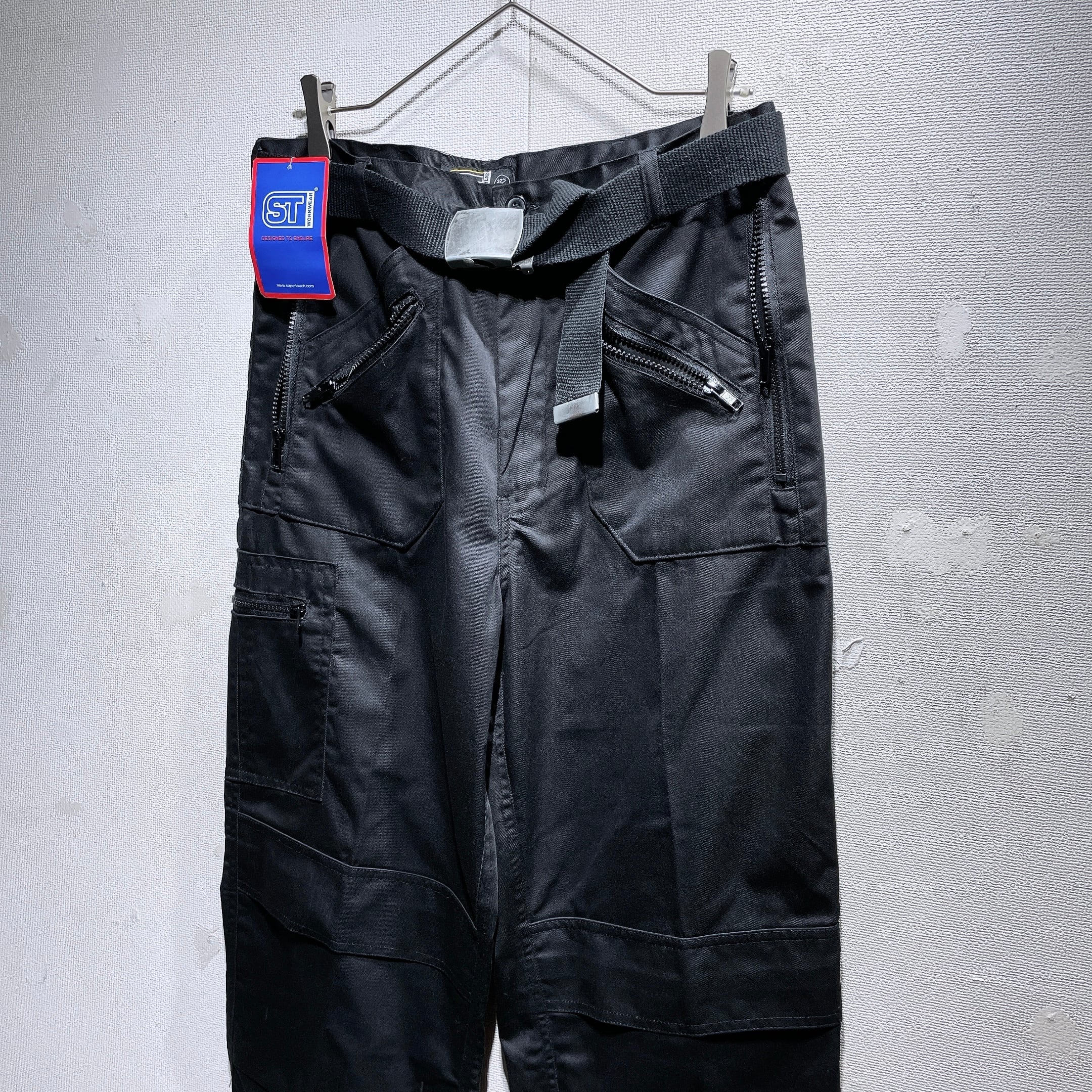 Black mode × technical multi Pockets Design Work pants (Dead stock)