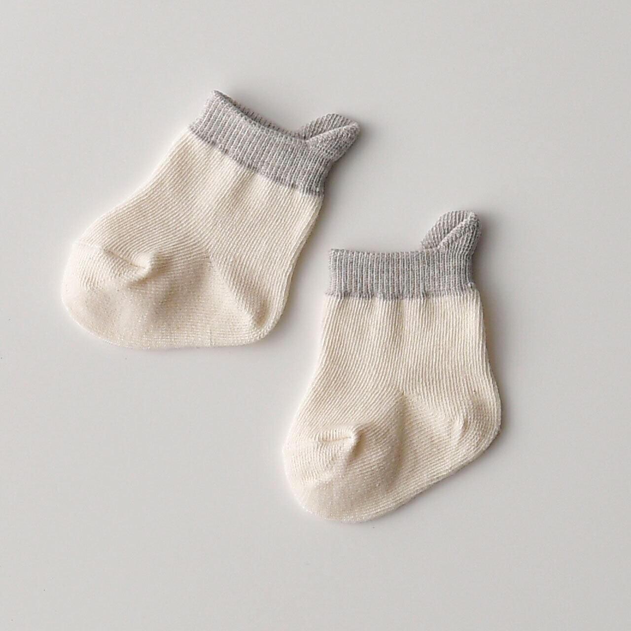 ベビー ライン入りソックス グレー 7 9cm さくらコットン