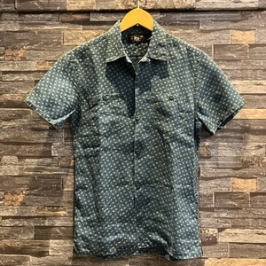 RRL S/S INDIGO OPEN COLLAR SHIRT ANCHOR