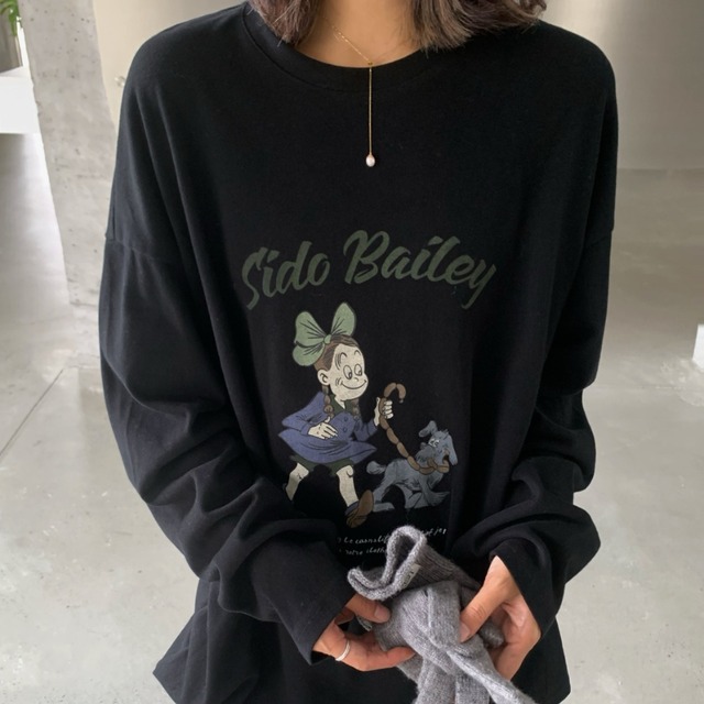 oversized print long sleeve t-shirt J00041