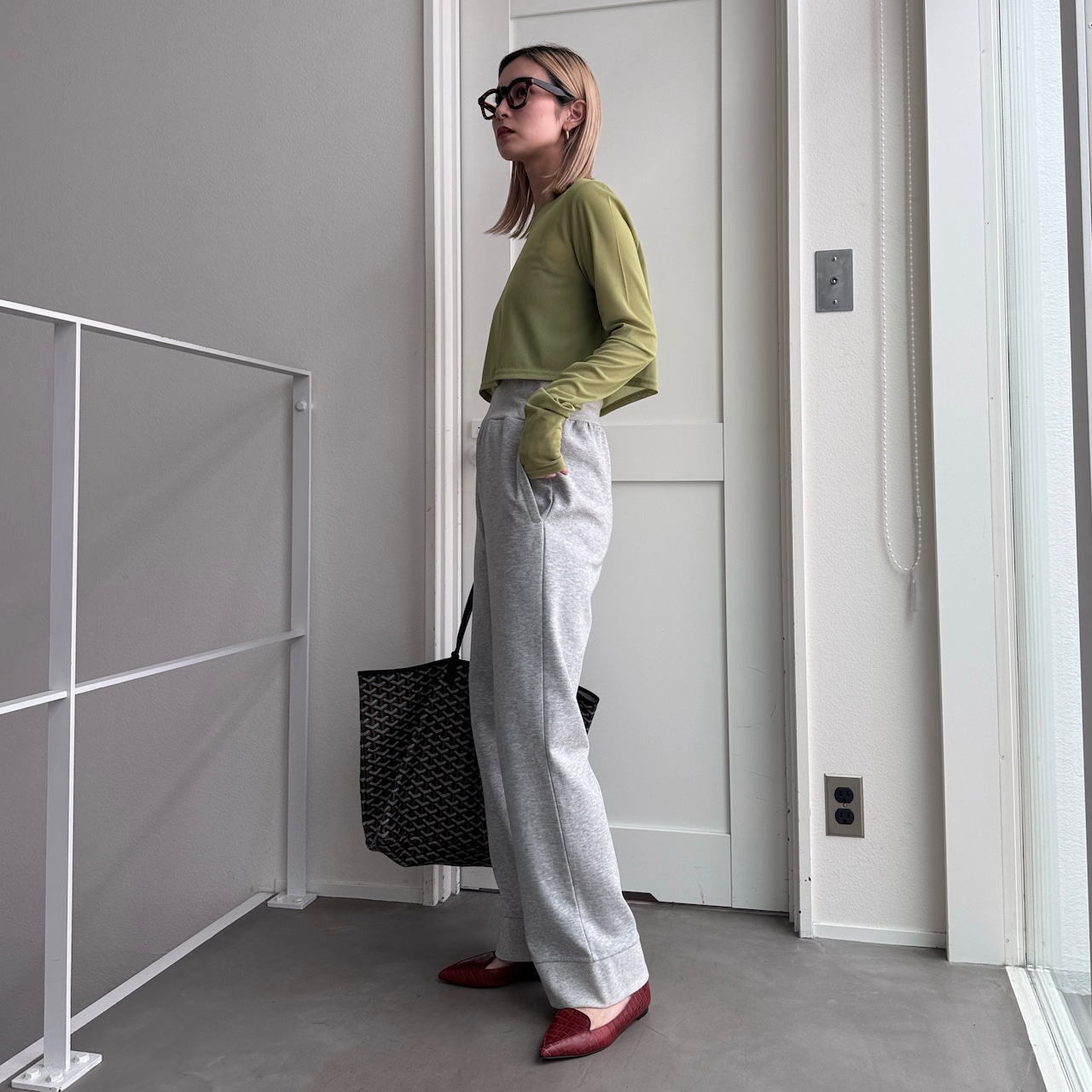 crew neck tulle sheer short tops/lime