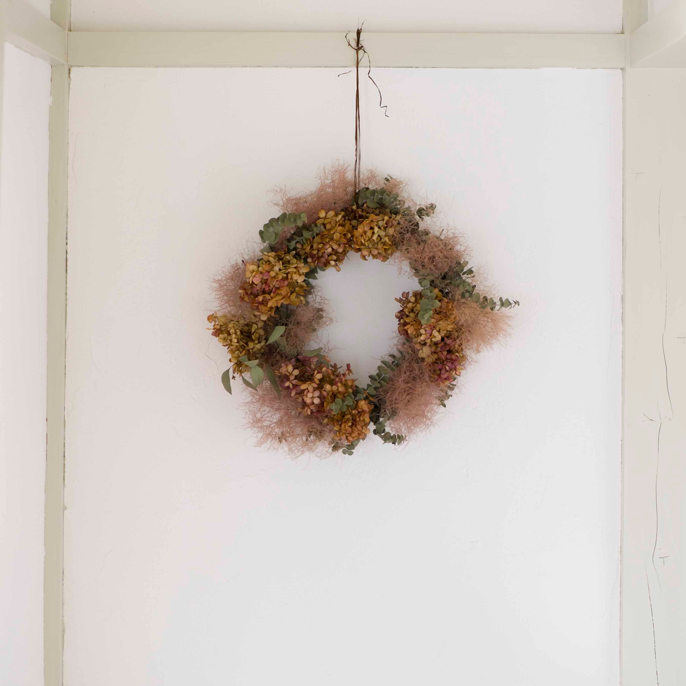 ドライフラワー リース スモークピンク Dry Flower Wreath smork pink