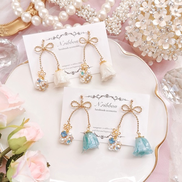 《 ribbon × bijou rose 》 ピアス/イヤリング