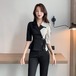 スーツセットアップユニフォーム エステ サロン通勤 レディース 女性 制服おしゃれ 半袖 七分袖 ジャケット2点セットシャツ+ズボン