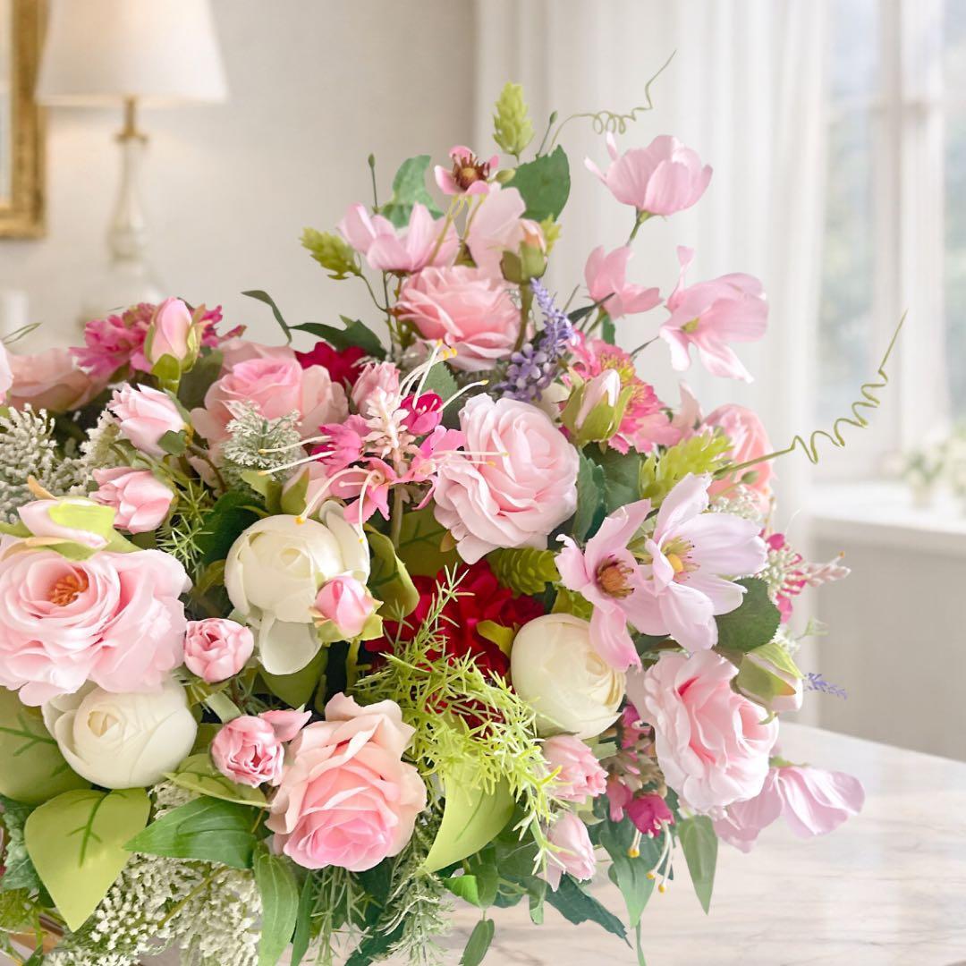 光触媒フラワー 特大 薔薇と季節の草花の豪華アレンジ 開店祝 退職祝