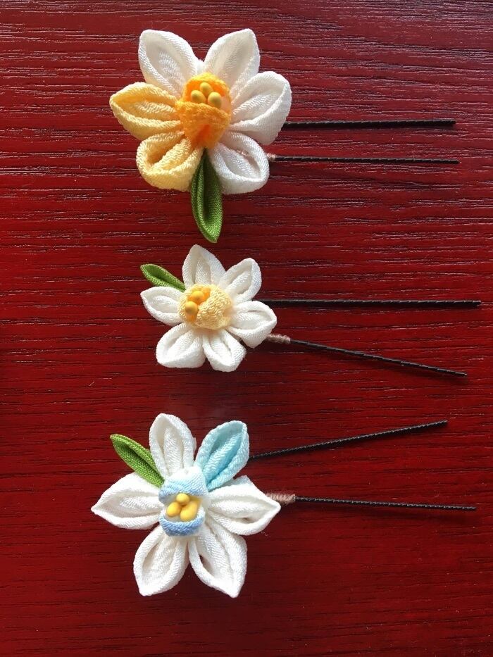 早春を告げる 水仙の花髪飾り 創作和小物 和秀
