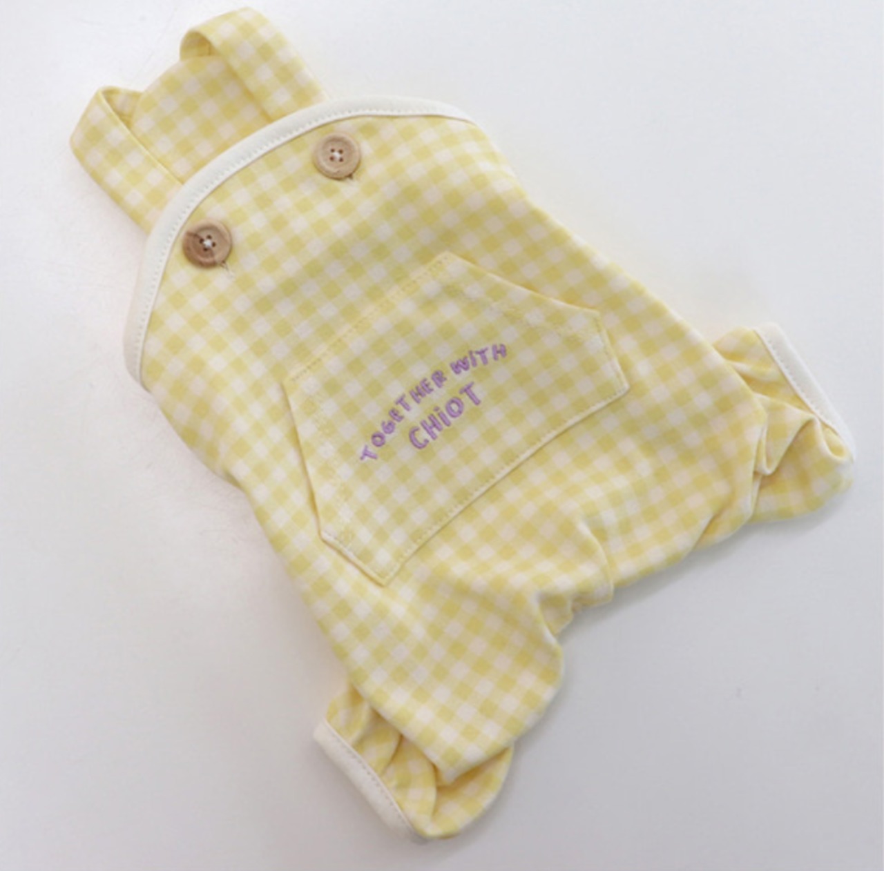 即納【chiot】チェック柄ロンパース    グリーン