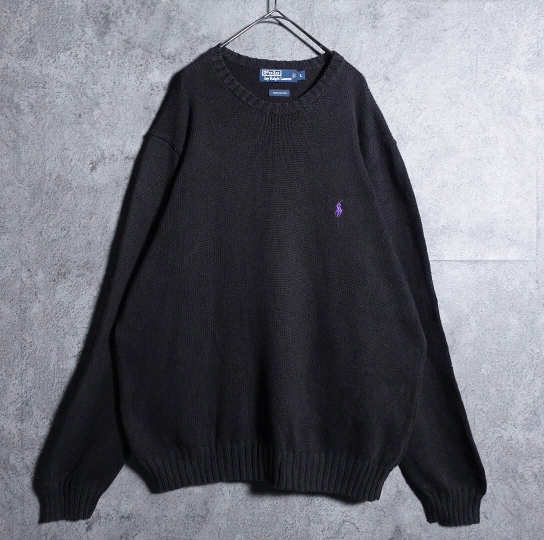 90s “Polo Ralph Lauren” pony logo embroidery design cotton knit