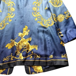 vintage HERMES scarf pattern silk tailored jacket “cosmos”