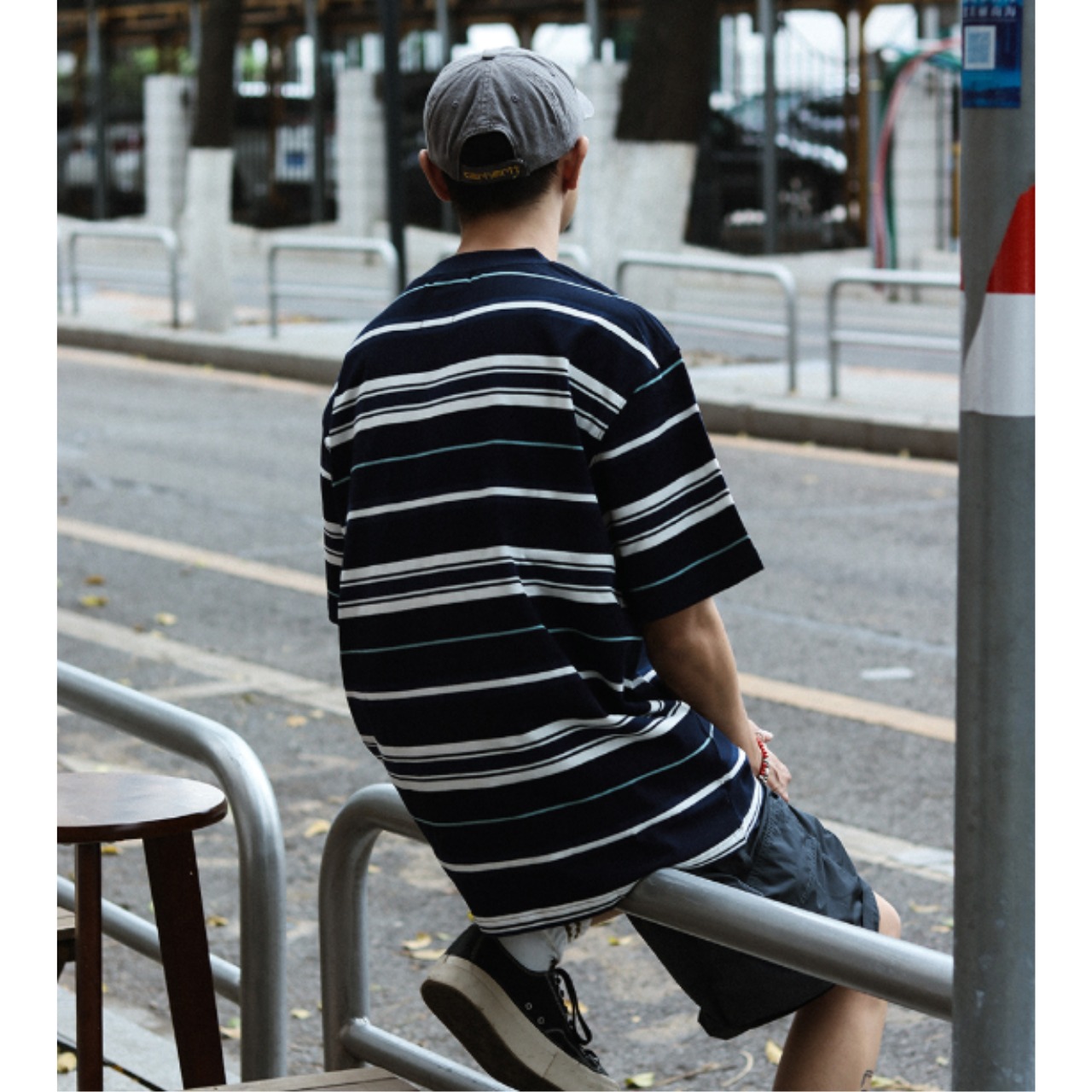 Navy stripe oversized tee 0864 - 5