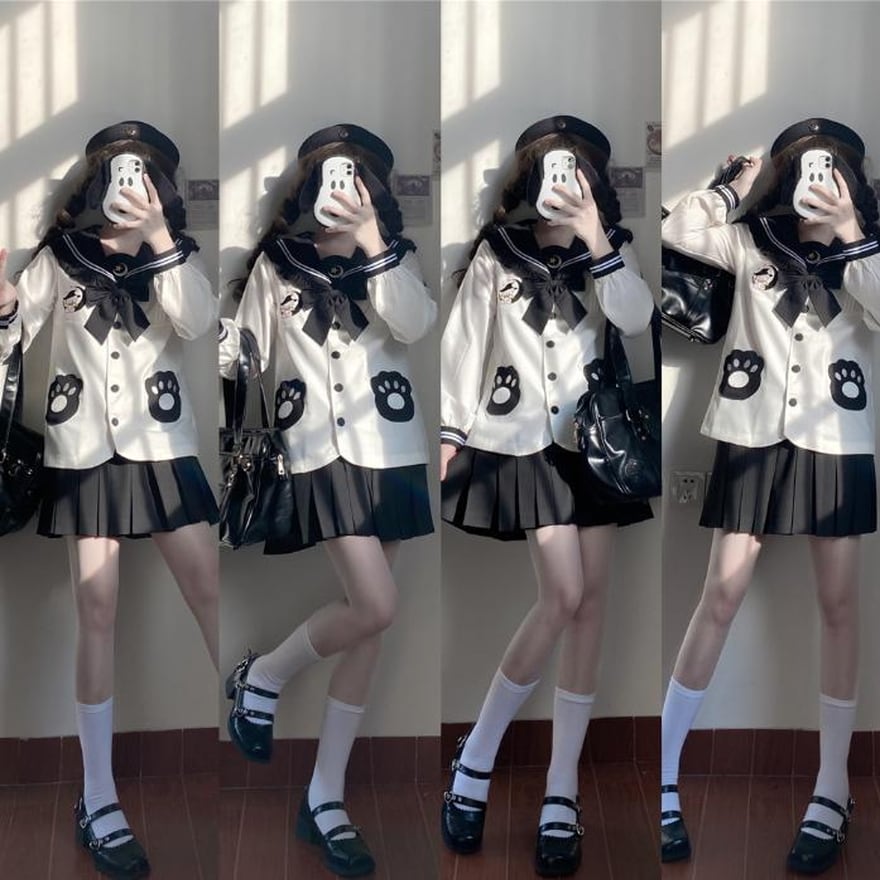 サブカル 服 地雷系 通販 セーラー服 3点セット 制服 ロマンティック かわいい 甘め お手頃