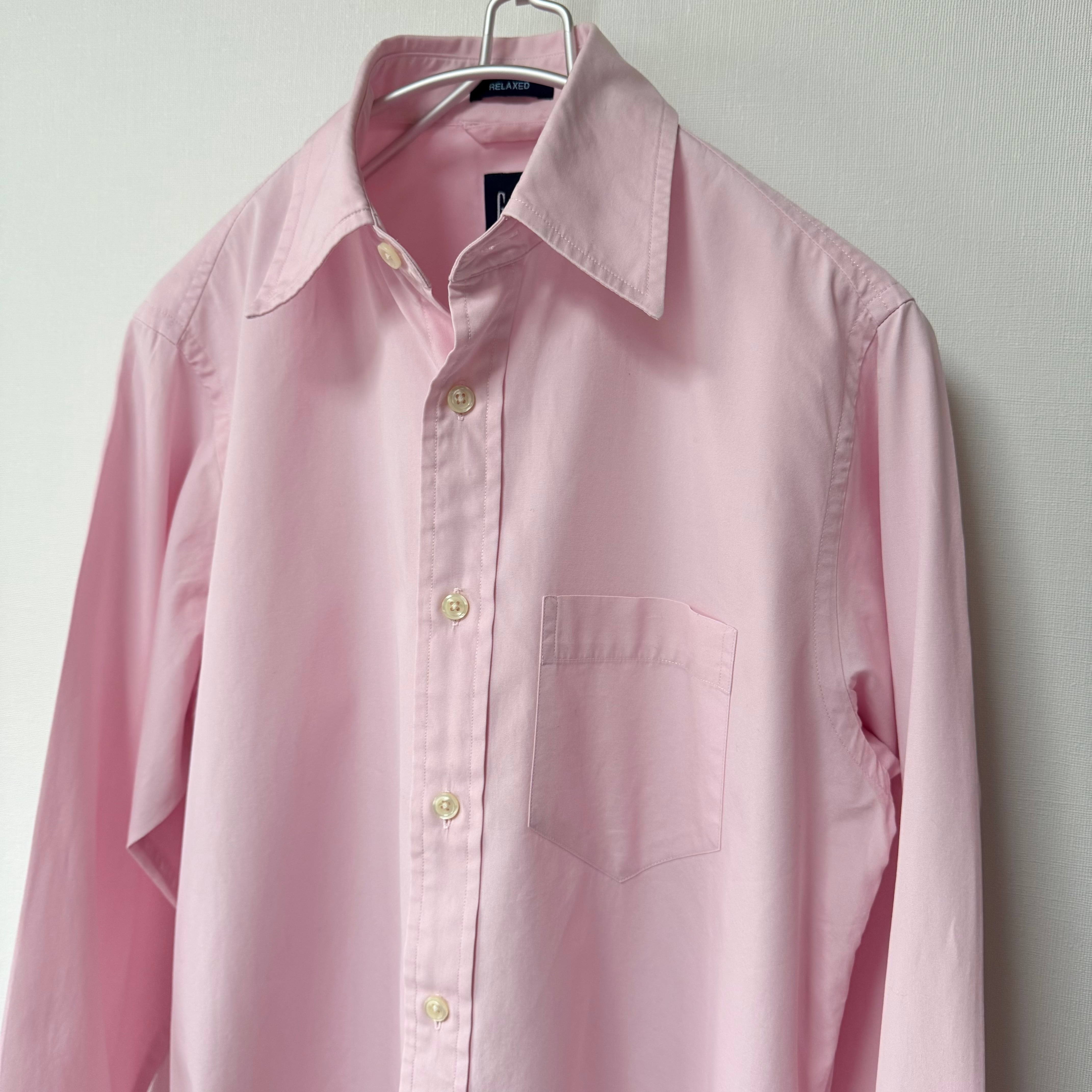 GAP 00s コットンポプリン レギュラーカラー シャツ ピンク RELAXED