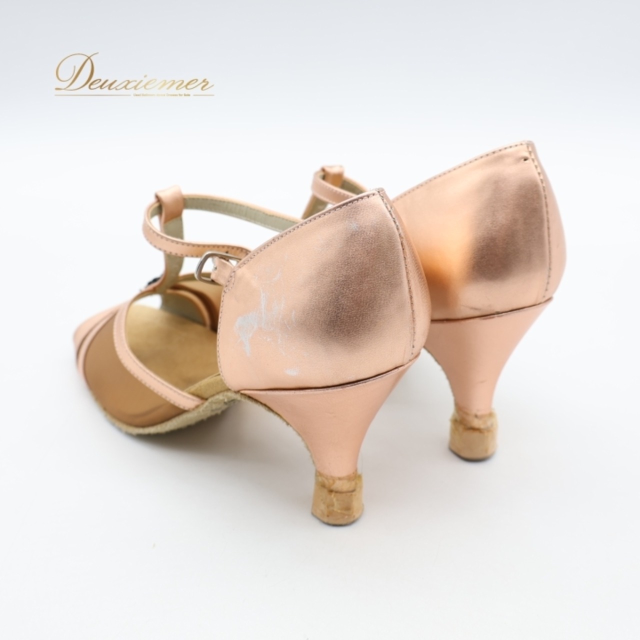 社交ダンス 衣装 ラテン シューズ 21 1/2サイズ WIDE ピンク系 セキネ SEKINE 靴 くつ ヒール レディース 光沢 上品 明るい ピンクゴールド ラインストーン キラキラ ダンスシューズ ダンス衣装 イベント レッスン ステージ パーティー