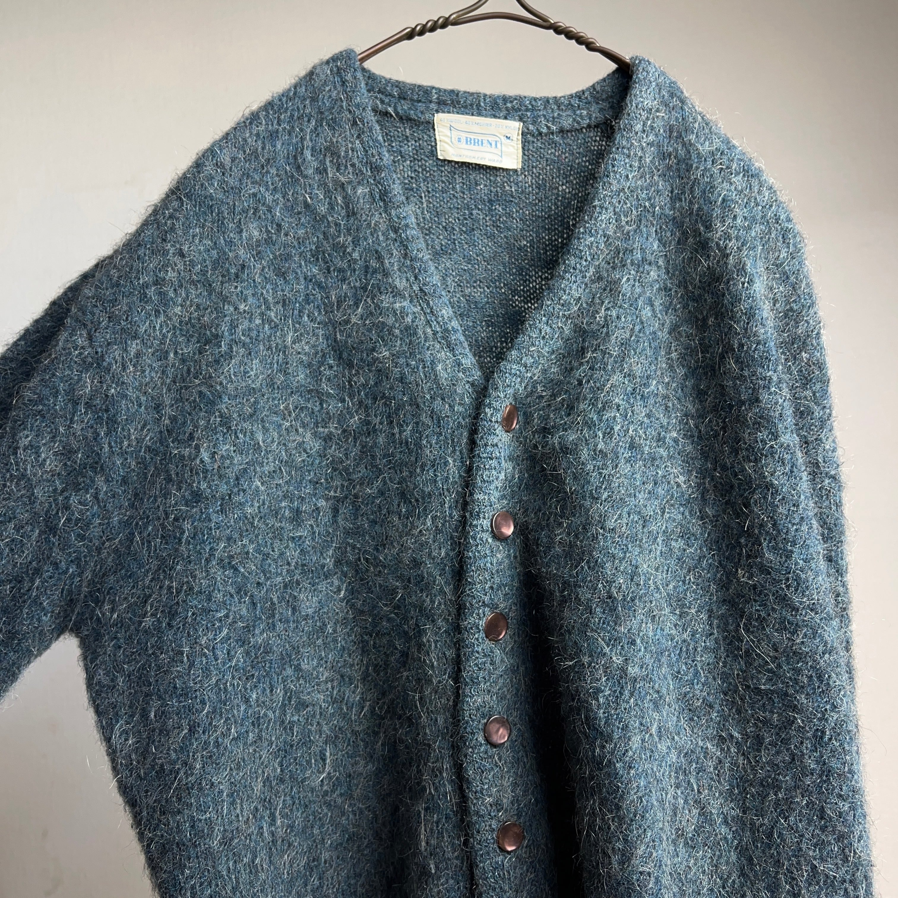 60's~ BRENT Mohair Knit Cardigan SIZE M 60年代 70年代 モヘアニット