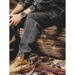 Ribbed Cuff Denim Pants ◇2color H0800