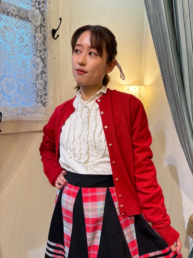 vintage red check patchwork apron