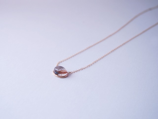 ルチルクォーツ　オーバル　K14GFアンティーク調ネックレス