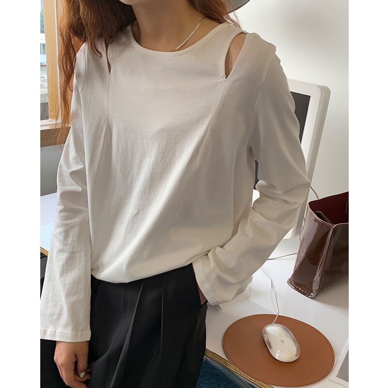 Tシャツ 長袖tシャツ 無地tシャツ ナチュラル レディーストップス 秋新作 トレンド