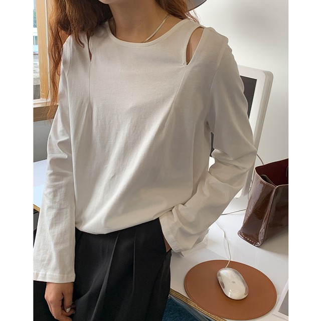 Tシャツ 長袖tシャツ 無地tシャツ ナチュラル レディーストップス 秋新作 トレンド