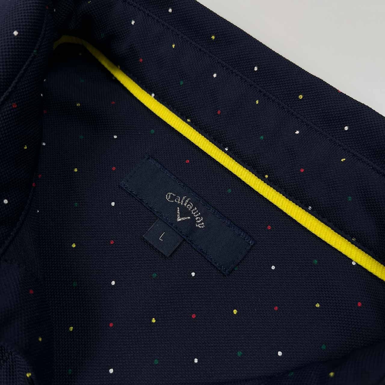 Callaway キャロウェイ ゴルフ ドット 水玉 半袖 ポロシャツ サイズ L /メンズ/ネイビー