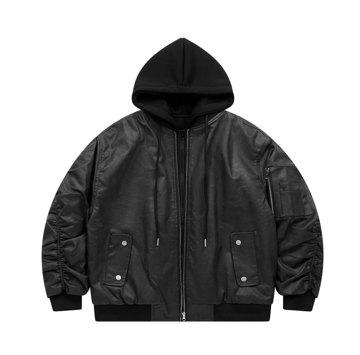 PUフードジャケットアウターゆったりユニセックス PUフードブルゾン / PU Hood Blouson | INOCENCE(イノセンス