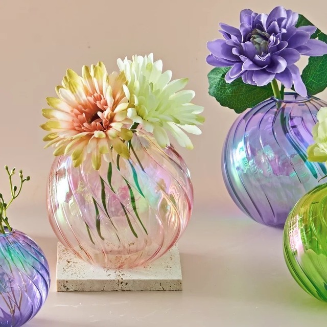 Glass Flower Vase S5色 ガラスフラワーベース 球形 丸型 北欧デザイン アート 花瓶 Shyshi Official 輸入雑貨販売