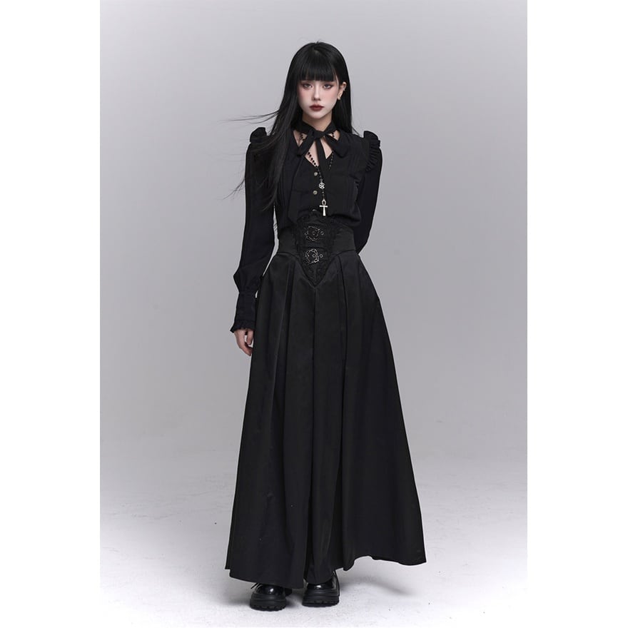 大人ゴシック コルセットロングスカート 修道女風×ハイウエスト｜WithU