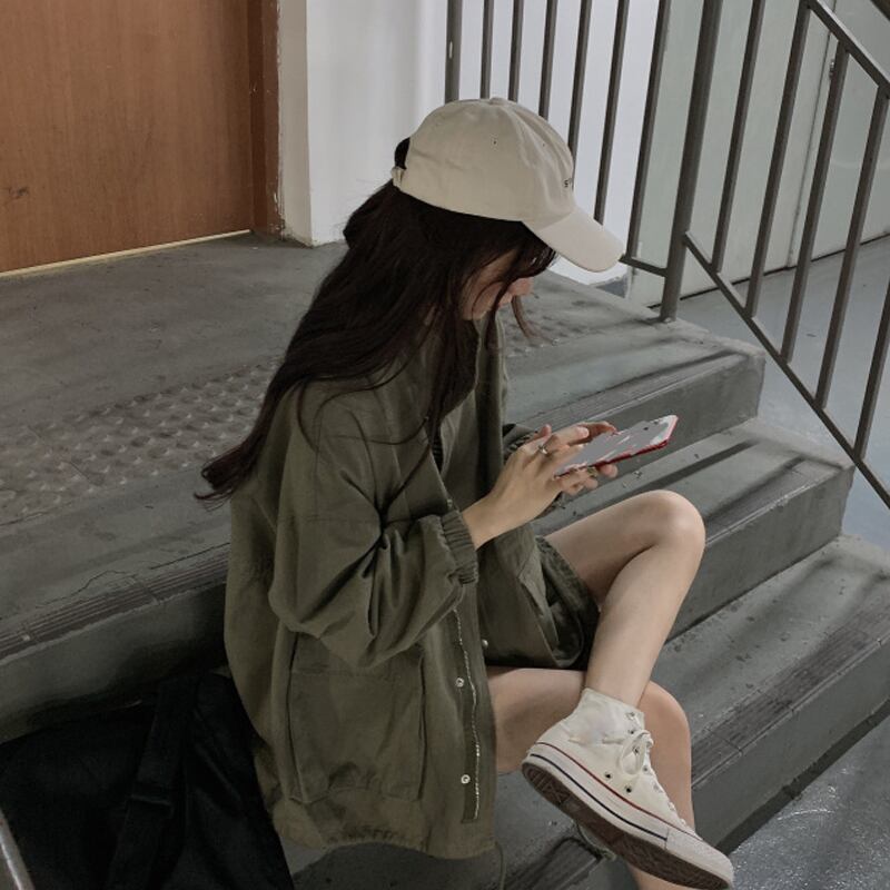 スプリングスタンダードルーズジャケット レディース レトロ ストリート かわいい 春物 試着室89287640305