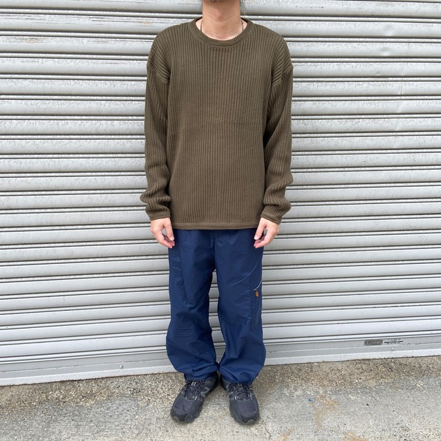 Eddie bauer タグ付き未使用 90s リブニットセーター L カーキ