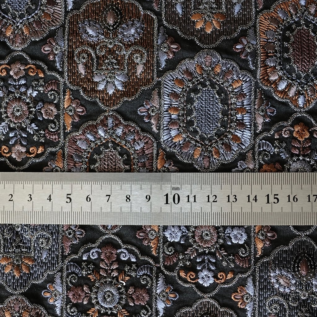 インド刺繍生地 フェアリードリーム ブルーブラック 7146 | インド刺繍