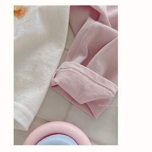 春韓国風犬柄Tシャツ