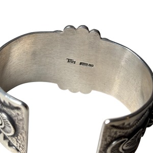 Navajo Thomas Jim silver egyptian turquoise bangle