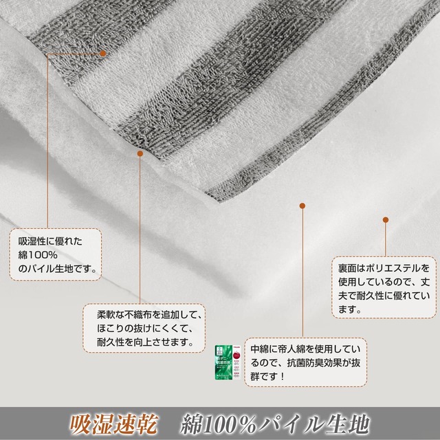 Matdeco 敷きパッド セミダブル 綿100% ベッドパッド タオル地 【帝人マイティトップII中綿使用】抗菌・防臭・防ダニ加工 吸湿速乾 オールシーズンで使える ベッドシーツ ベッドマット 柔らかい肌触り パイル部分は綿100％ コットン 洗える シーツ 敷パット 120x200cm ダークグレー