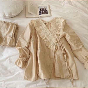 “予約商品” Lace cotton romantic pajamas〈romantic beige〉