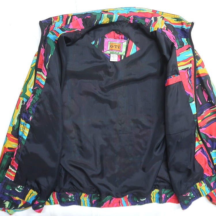 古着 GTI 総柄 シルク ブルゾン ジャケット 表記：M gd404089n w41130