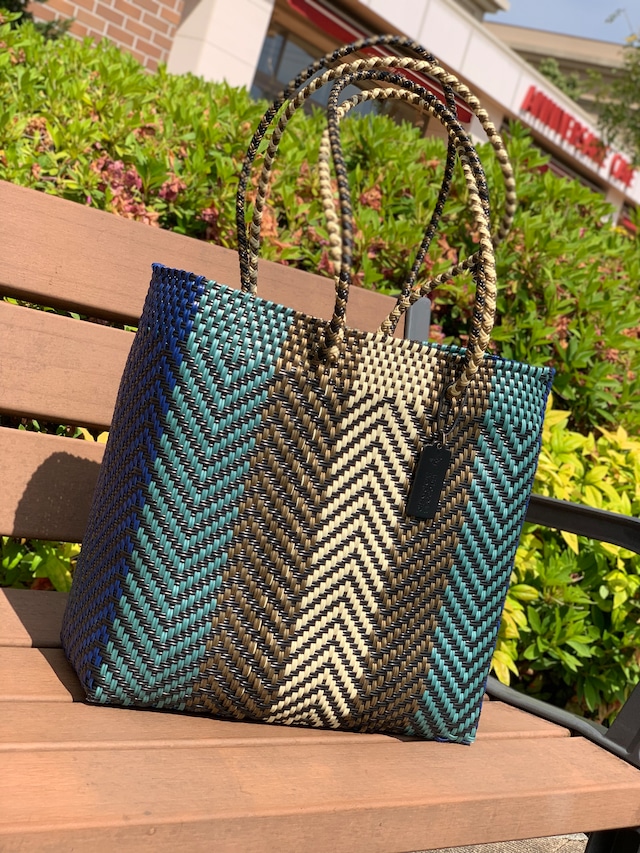 M Mercado Bag (Long handle) Gold/Black/Cream/Turquoise blue/Blue