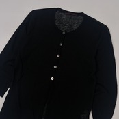 Mademoiselle NON NON マドモアゼルノンノン リネン ニットカーディガン M/ブラック/薄手