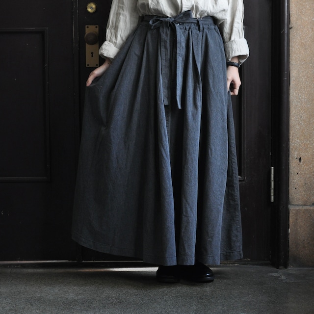 HARVESTY cotton chambray skirt / charcoal