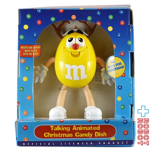 M&M's エムアンドエムズ イエロー トナカイ トーキング アニメイテッド クリスマス キャンディー ディッシュ 白 箱入