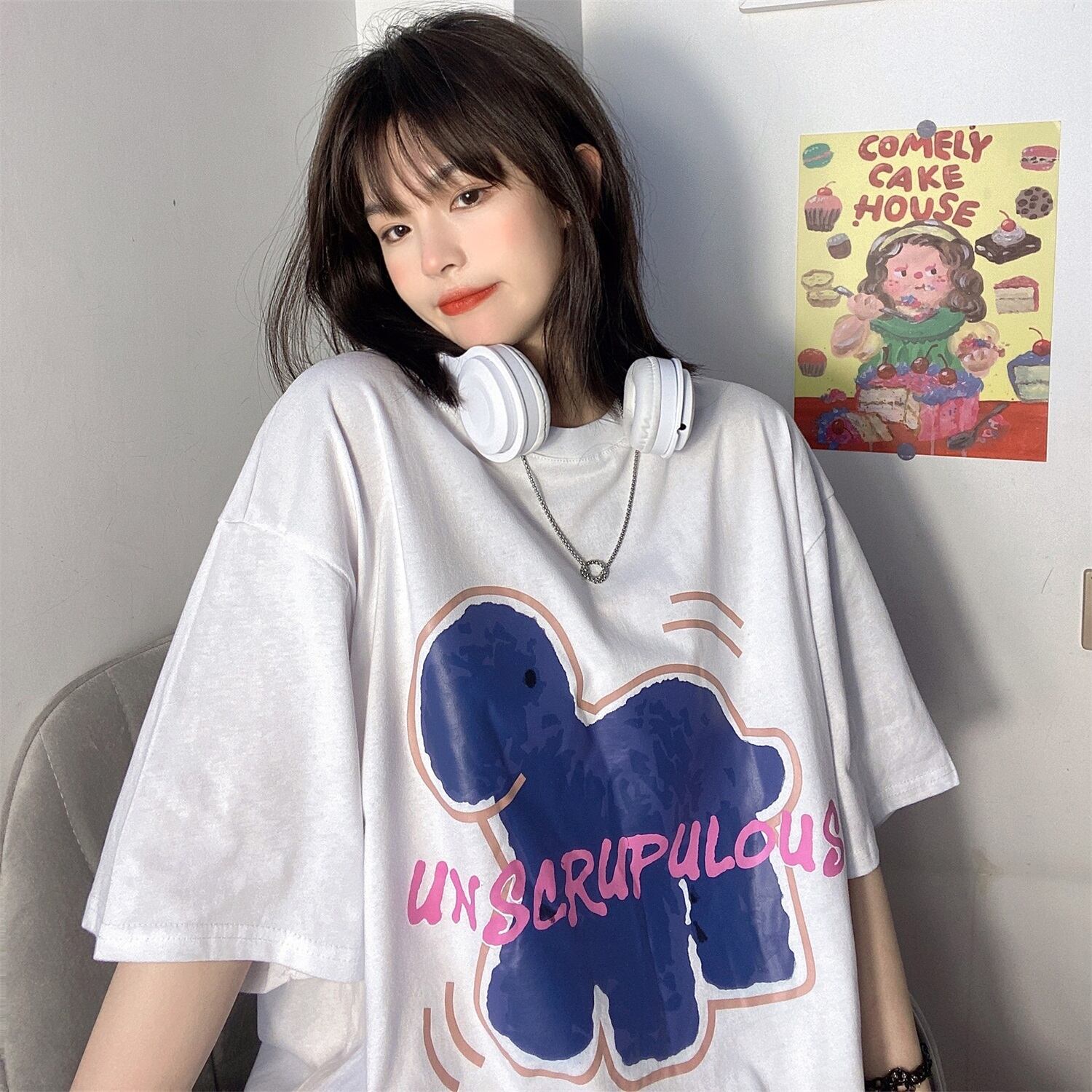 サマールーズプリントTシャツ トップス コットン 大きめサイズ 夏物 ピュア ケッペル56389578317