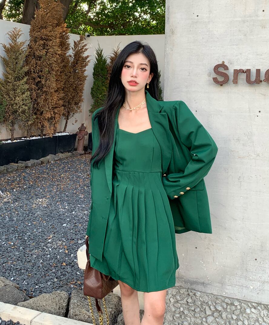 ジャケット オータムグリーンルーズカジュアルトップス ロング 秋物 ブラックストロベリース88096968983