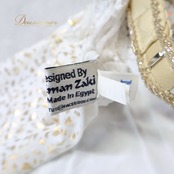 ベリーダンス 衣装 Eman Zaki イマンザキ ドレス ワンピース ホワイト系 ラインストーン ビーズ 装飾 豪華 白 金 キラキラ 華やか かわいい 伸縮 ストレッチ おしゃれ ダンス衣装 イベント ステージ レースゴ ールド系 シルバー系