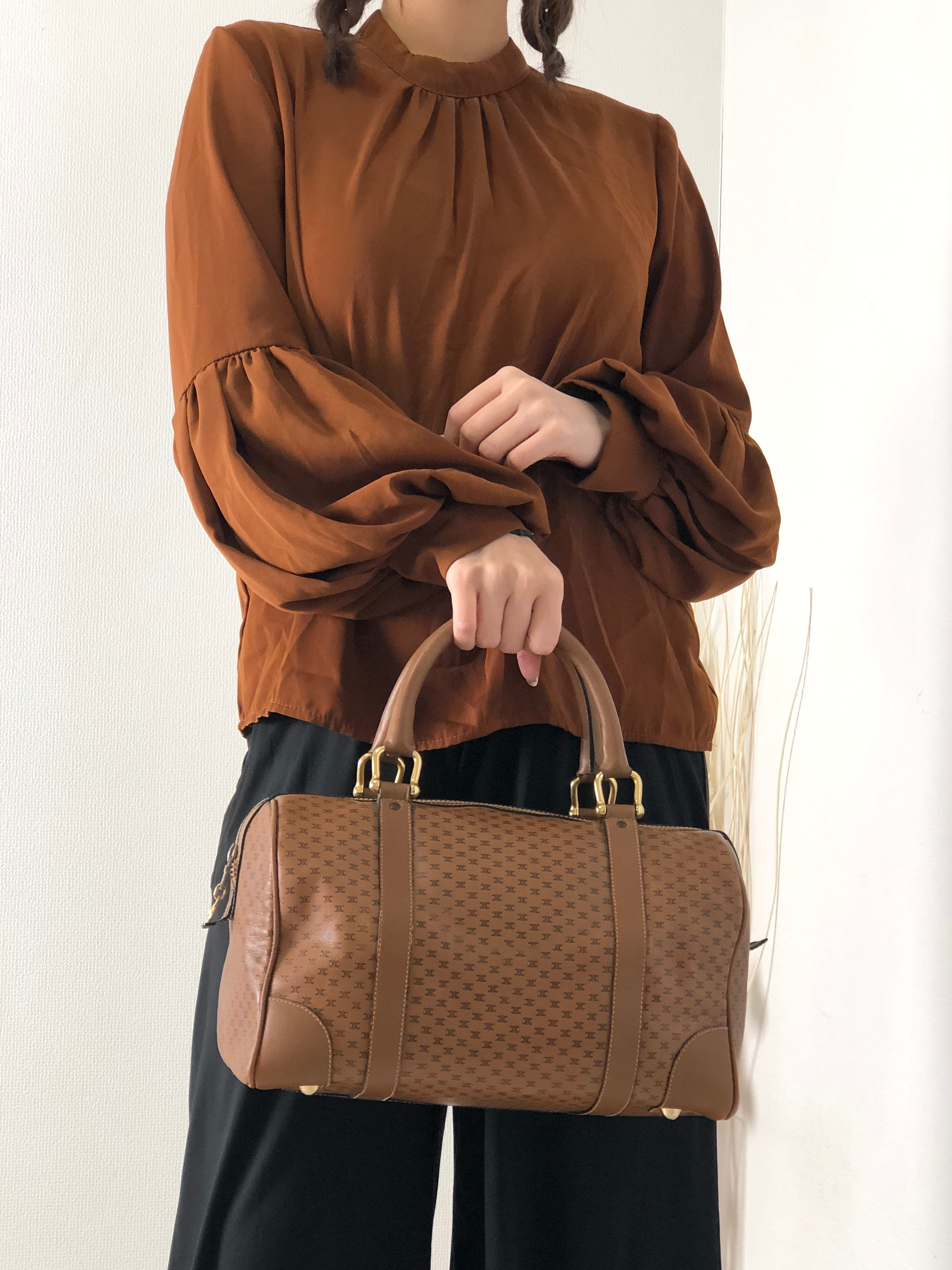 CELINE ボストンバッグ ハンドバッグ PVC レザー ヴィンテージ CELINE セリーヌ トリオンフ PVC レザー ボストンバッグ ハンドバッグ