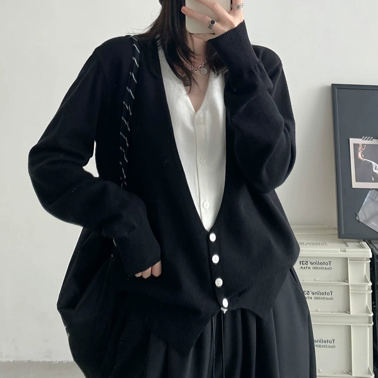 deep v-neck button-front knit cardigan 14831
