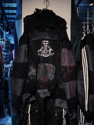"vivid notes"Orb graphic design damage&docking knit