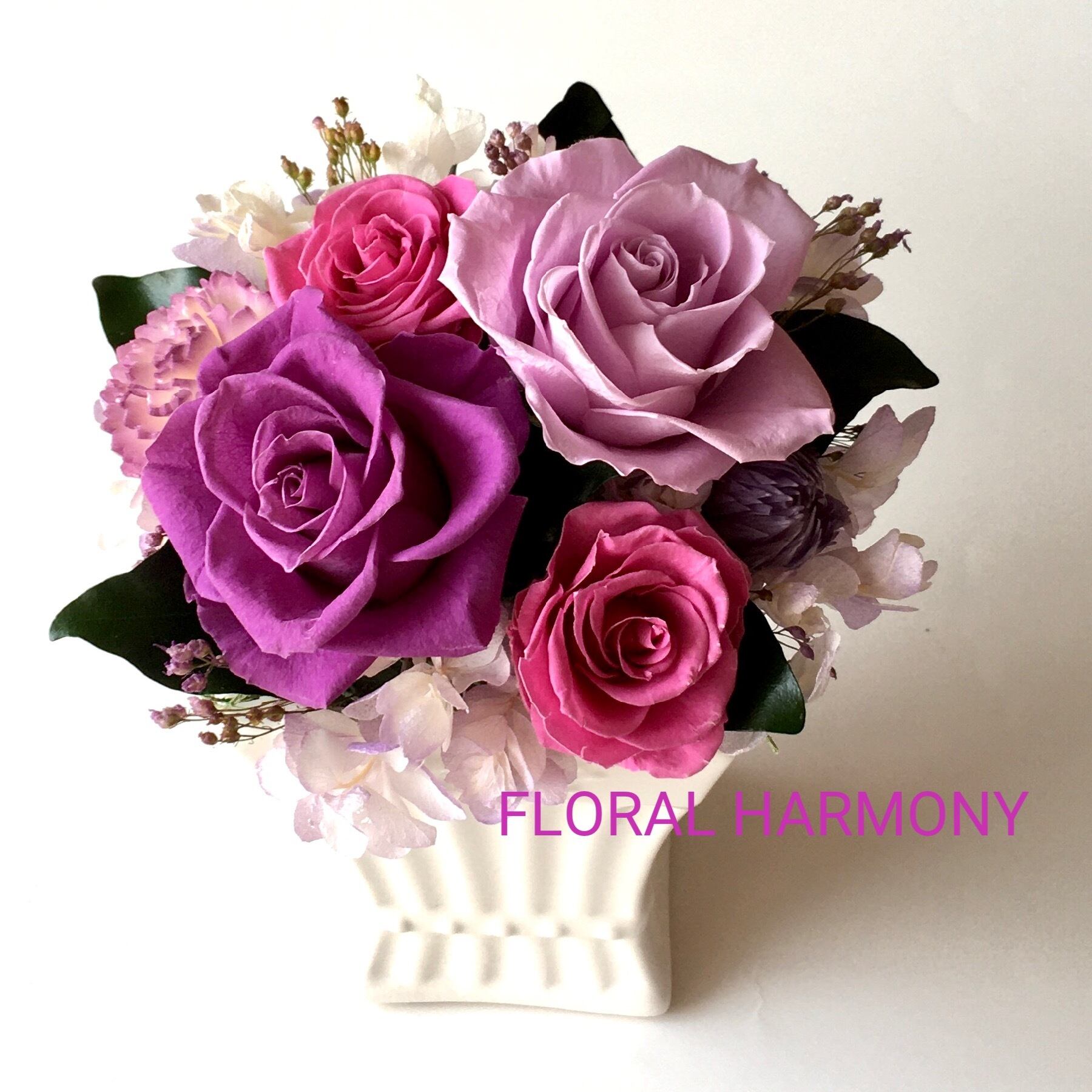 プリザーブドフラワー パープル 誕生日 古希祝い | プリザーブド