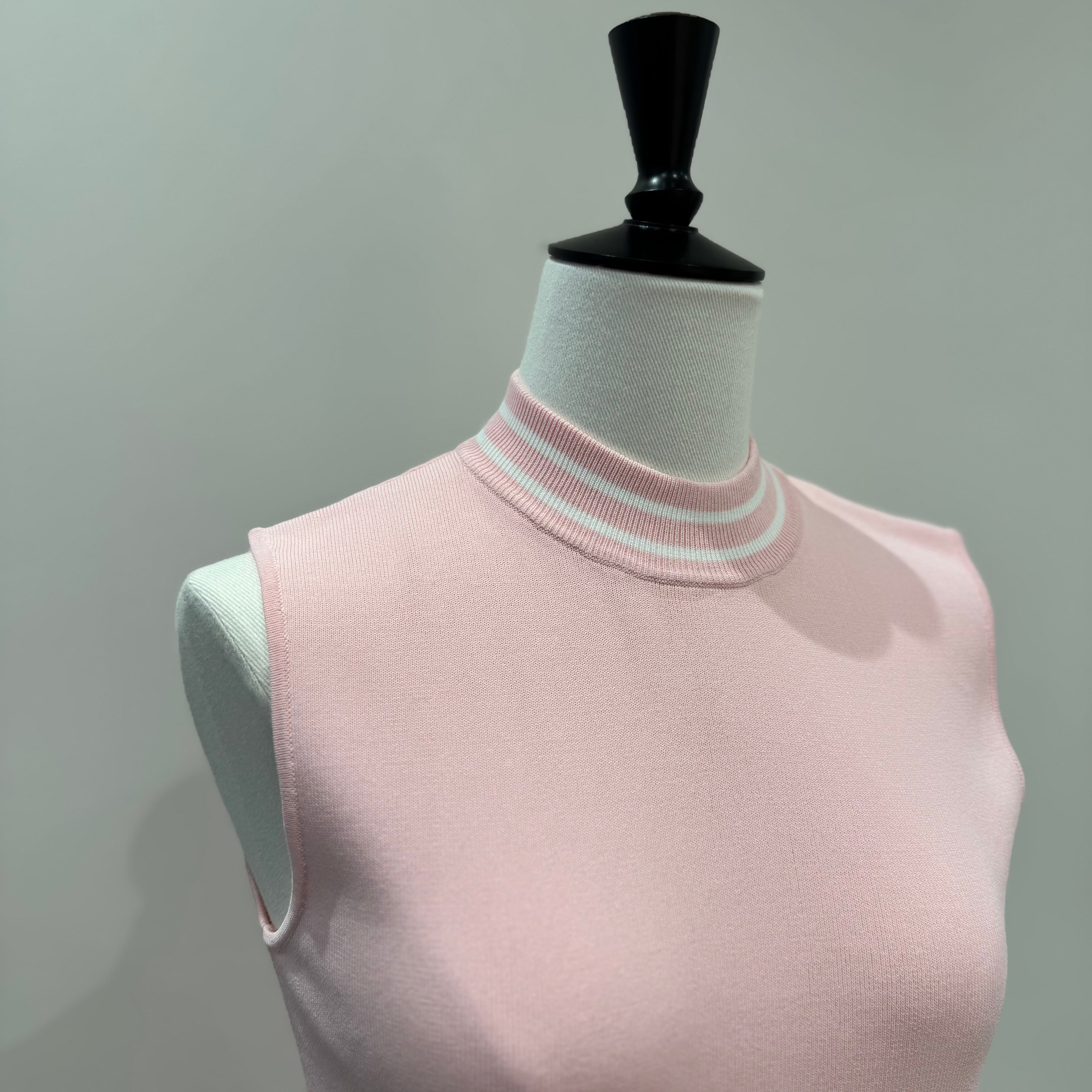 BORDERS at BALCONY パール 半袖ニット ピンク BORDERS at BALCONY RAYON KNIT TANK PINK | FLICKA ASHIYA